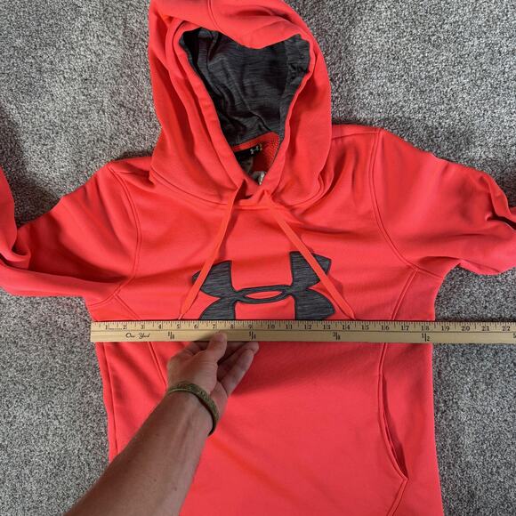 Under Armour Hoodie Medium ColdGear Fleece Big Logo Pullover 1273628 Athleisure - Picture 3 of 13